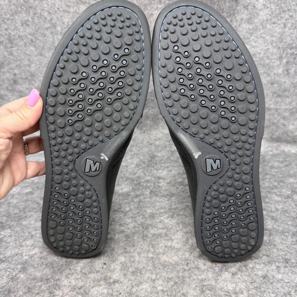 Merrell Moccasins Leather Slip On Casual Driving Loafers Shoes Mens Sz 9 Black